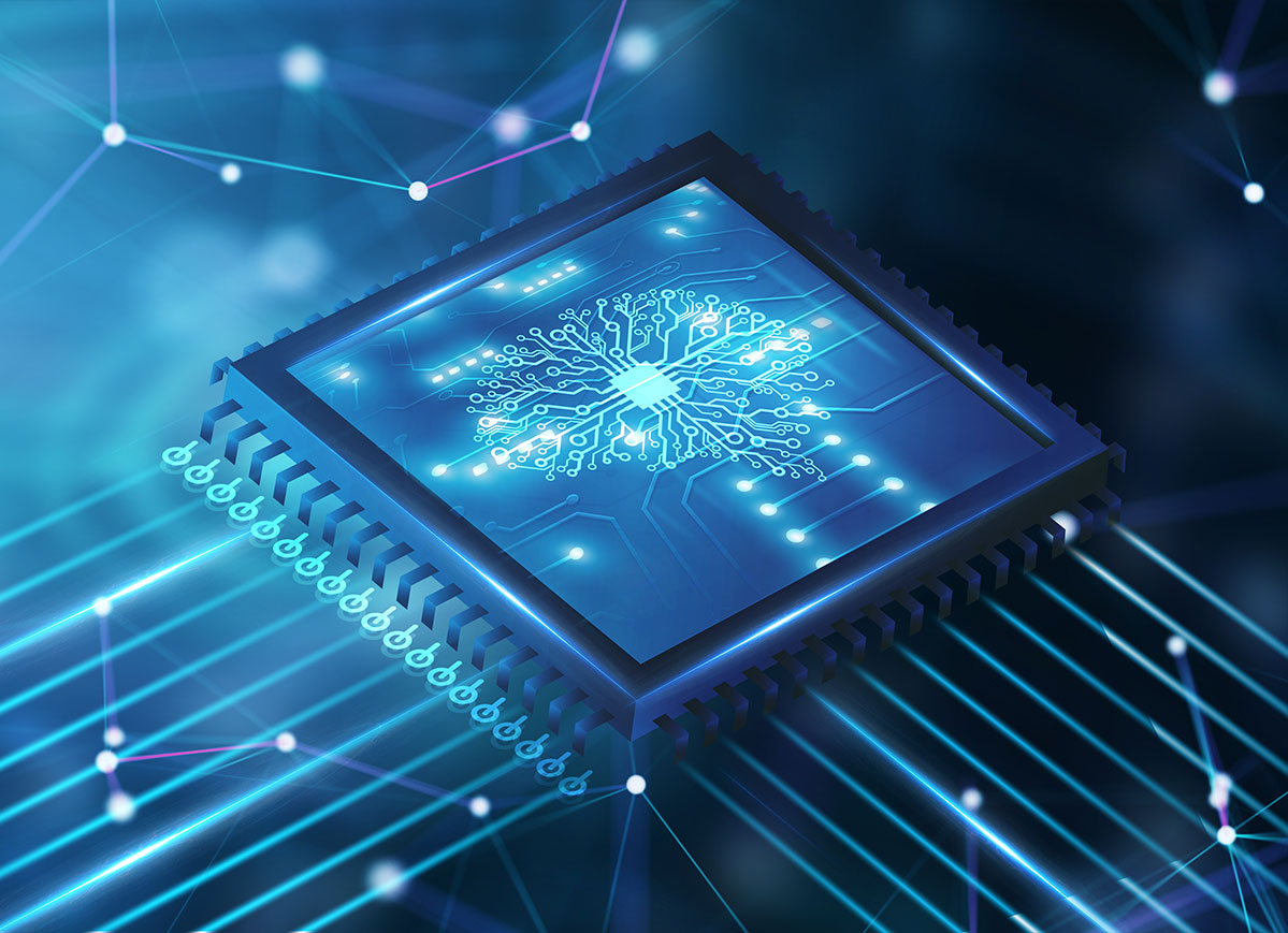 Artificial intelligence (AI), machine learning and modern computer technologies concepts. Business, Technology, Internet and network concept.