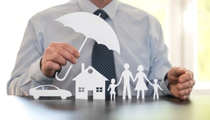 family umbrella car graphics overlay person at desk